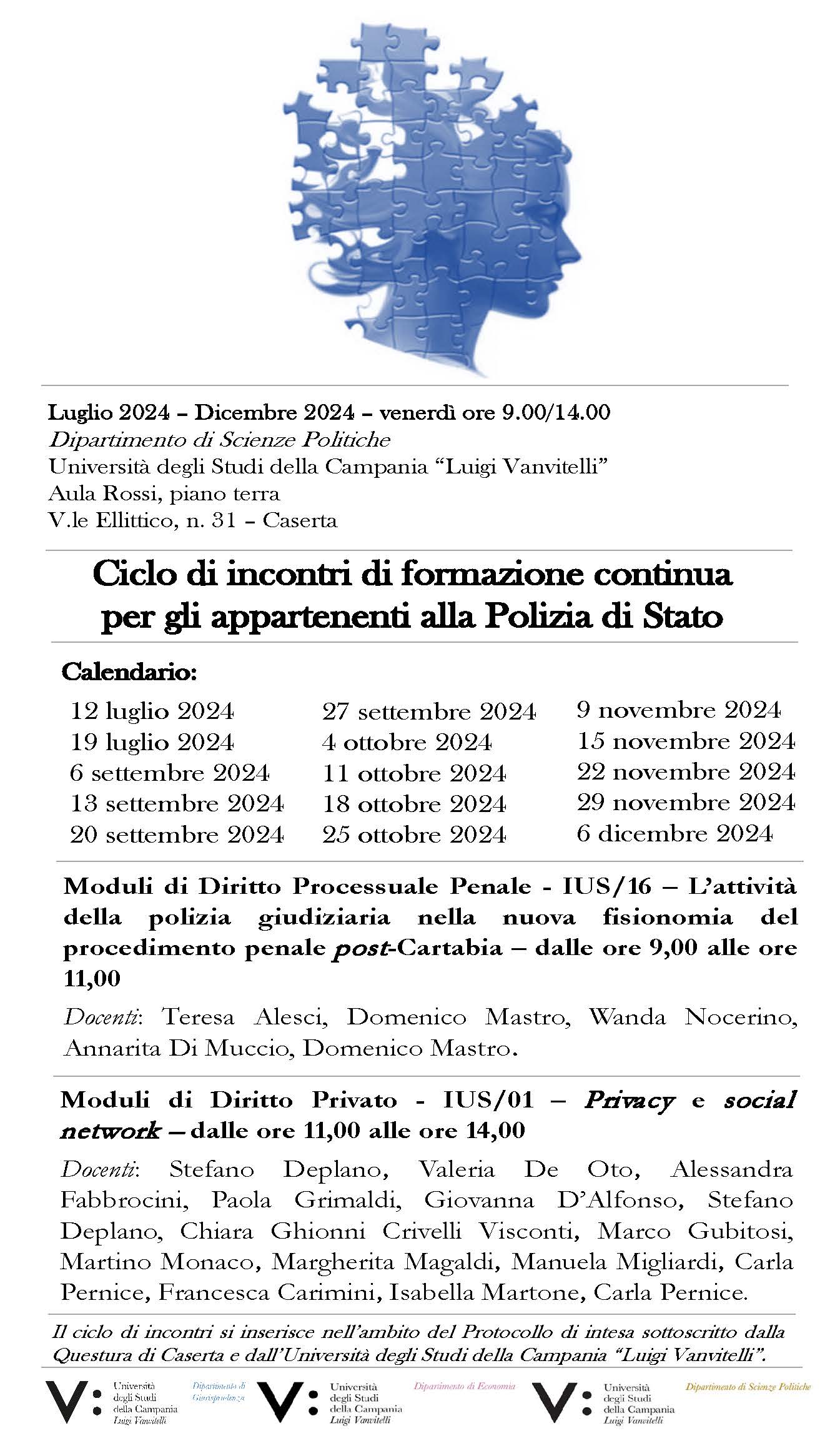 Calendario Ciclo di formazione continua Questura 240717 185917